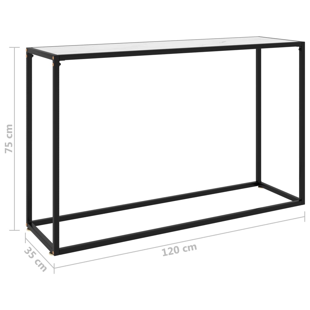 vidaXL Konsolentisch Weiß 120x35x75 cm Hartglas