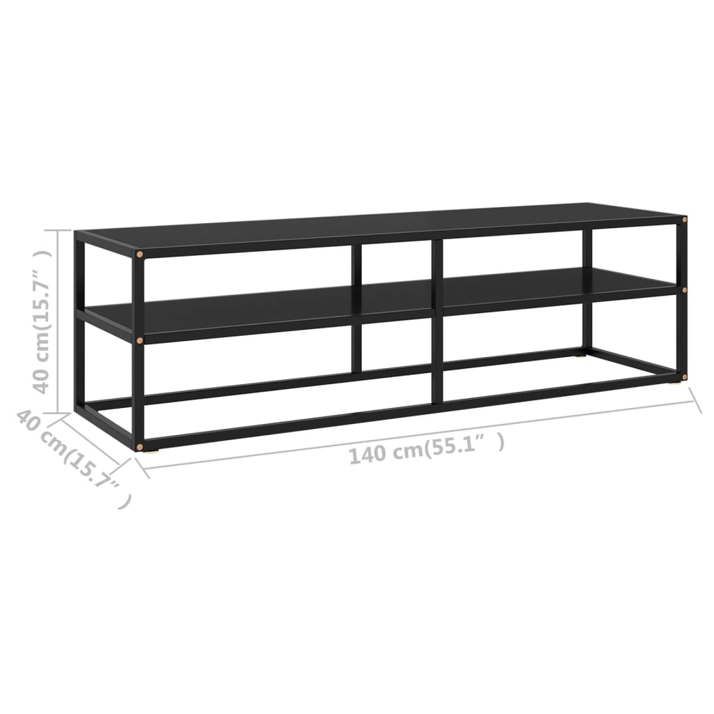 vidaXL TV-Schrank Schwarz mit Schwarzem Hartglas 140x40x40 cm