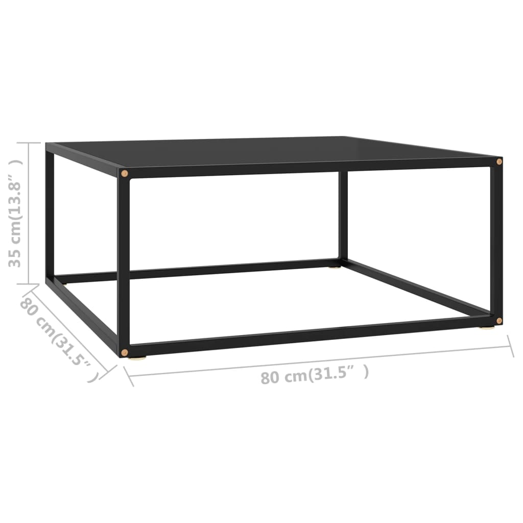 vidaXL Couchtisch Schwarz mit Schwarzem Glas 80x80x35 cm