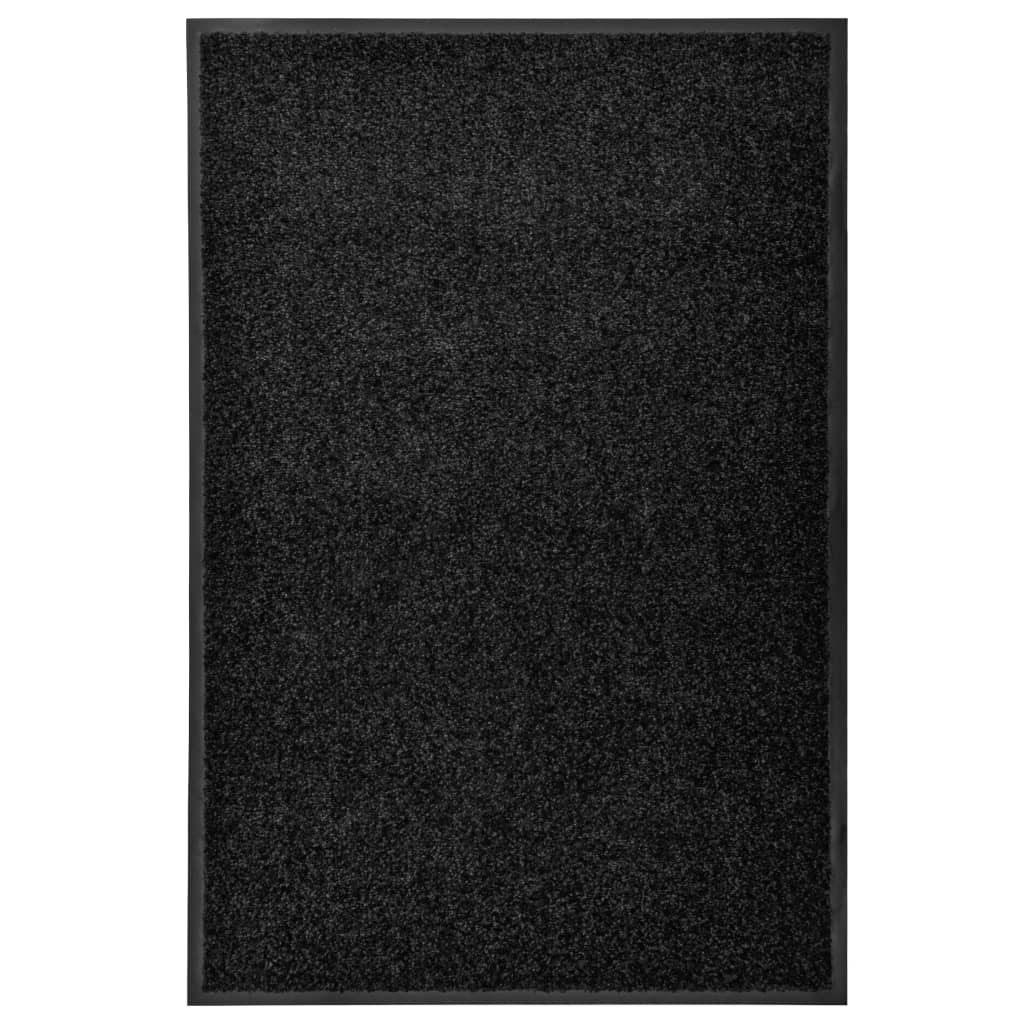 vidaXL Fußmatte Waschbar Schwarz 60x90 cm