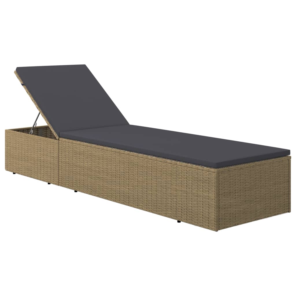 Sonnenliege Poly Rattan Braun und Dunkelgrau Stilecasa