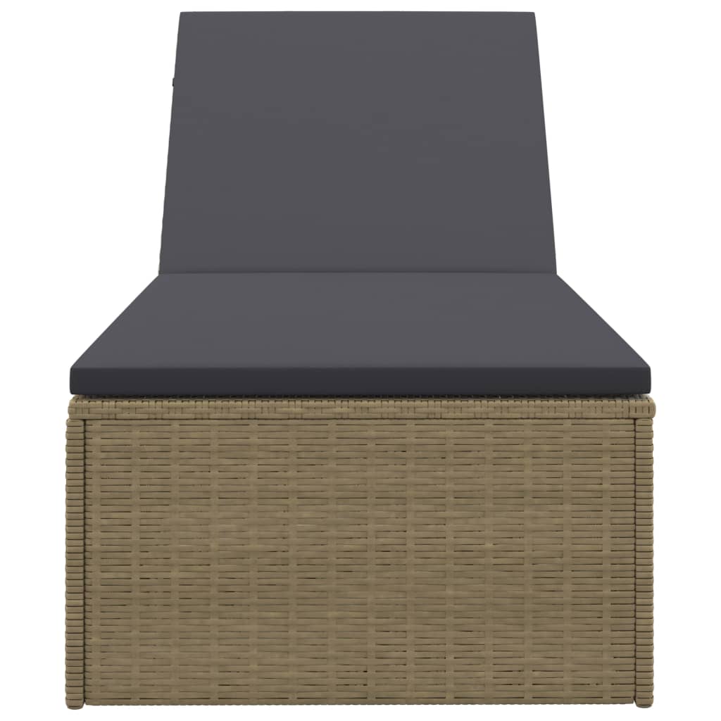 Sonnenliege Poly Rattan Braun und Dunkelgrau Stilecasa