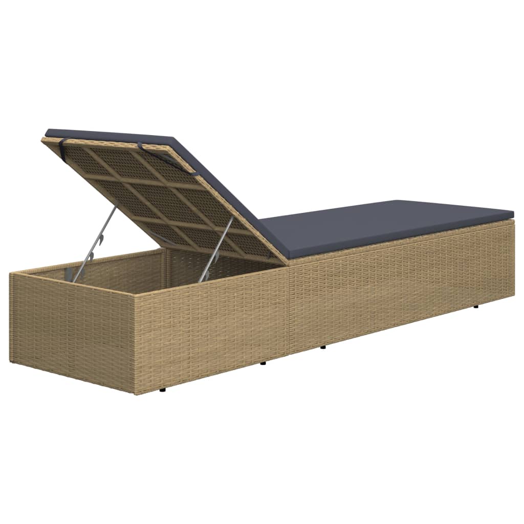 Sonnenliege Poly Rattan Braun und Dunkelgrau Stilecasa