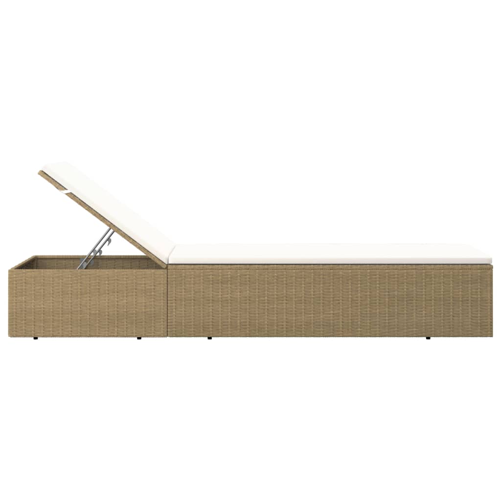 Sonnenliege Poly Rattan Braun und Cremeweiß