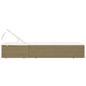 Sonnenliege Poly Rattan Braun und Cremeweiß