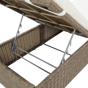 Sonnenliege Poly Rattan Braun und Cremeweiß