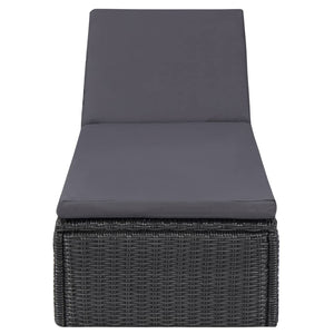 Sonnenliege Poly Rattan Schwarz und Dunkelgrau Stilecasa