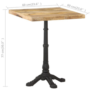 Bistrotisch 60x60x77 cm Raues Mangoholz