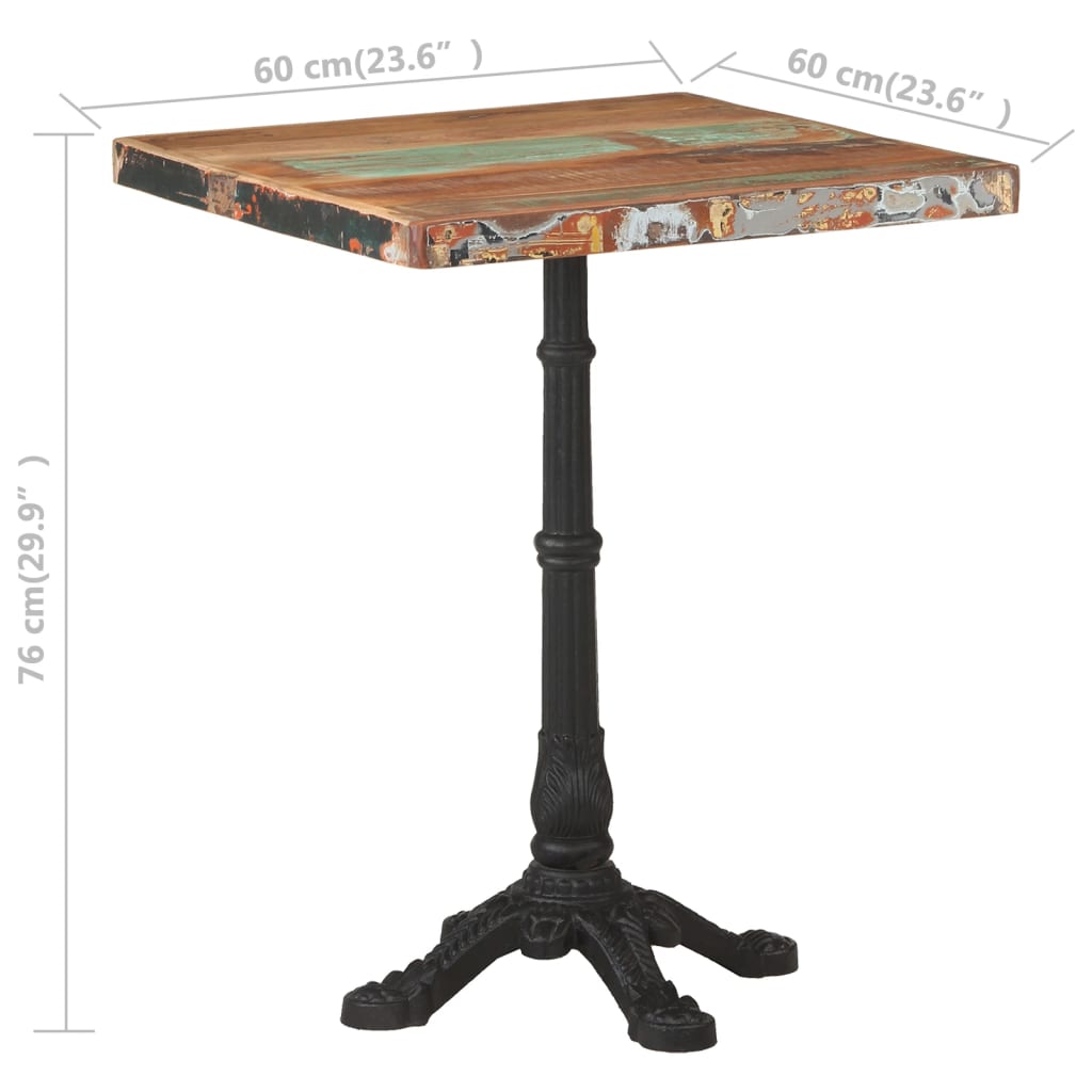 vidaXL Bistrotisch 60x60x76 cm Altholz Massiv