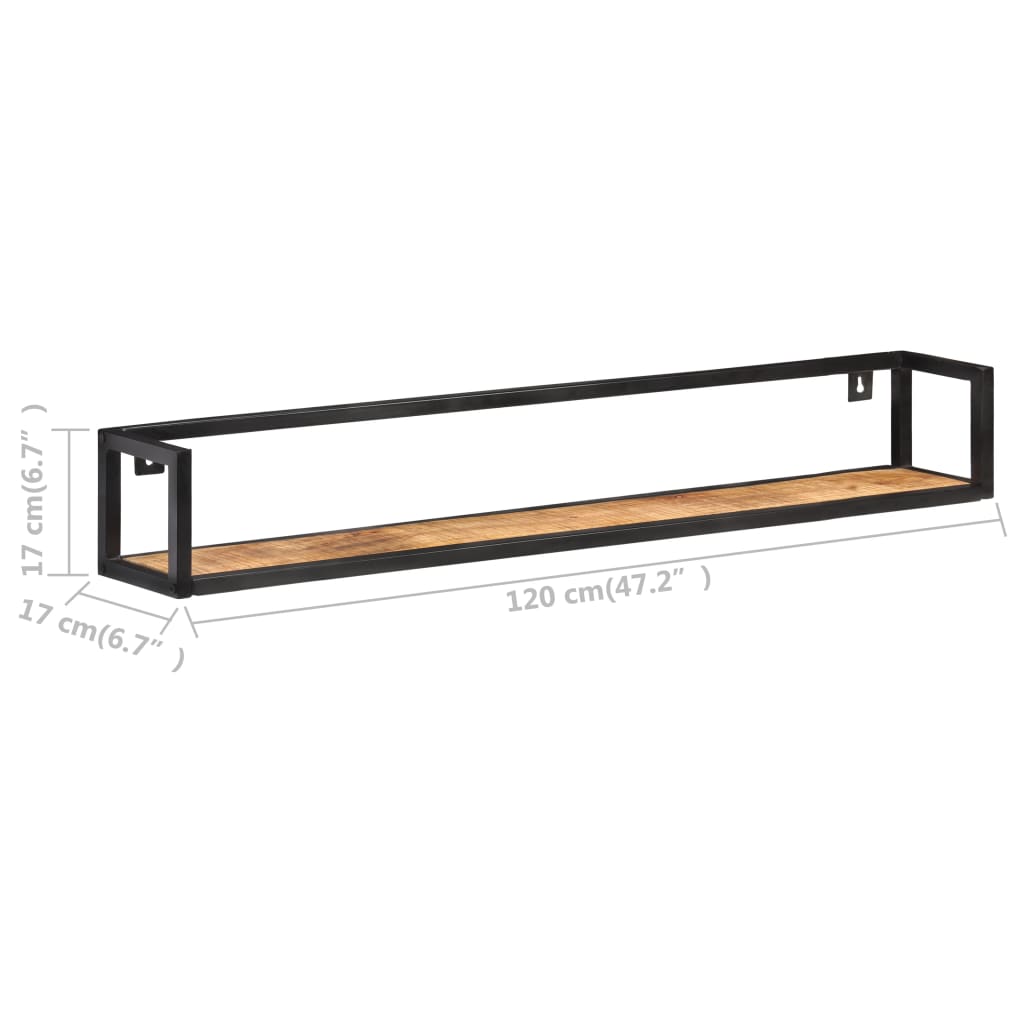 Wandregale 2 Stk. 120 cm Raues Mangoholz Stilecasa