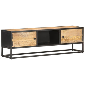 vidaXL TV-Schrank mit Geschnitzter Tür 130x30x40 cm Raues Mangoholz