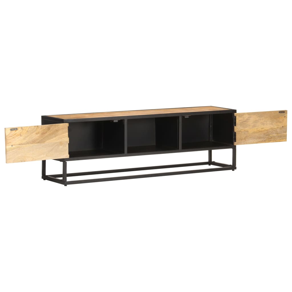 vidaXL TV-Schrank mit Geschnitzter Tür 130x30x40 cm Raues Mangoholz