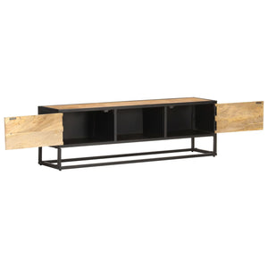 vidaXL TV-Schrank mit Geschnitzter Tür 130x30x40 cm Raues Mangoholz