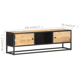 vidaXL TV-Schrank mit Geschnitzter Tür 130x30x40 cm Raues Mangoholz