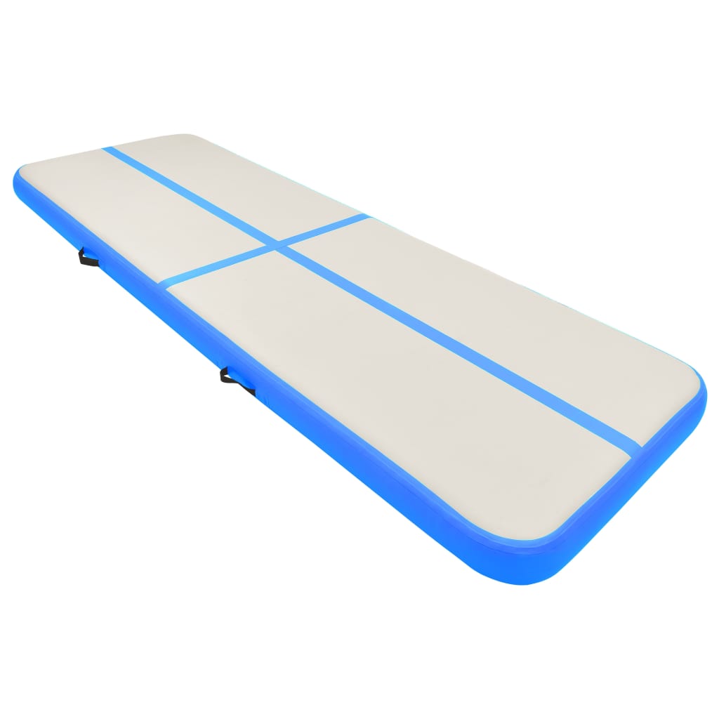 Aufblasbare Gymnastikmatte mit Pumpe 300x100x15 cm PVC Blau Stilecasa