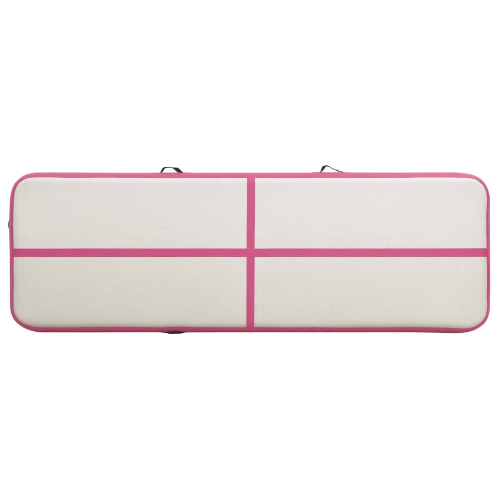 Aufblasbare Gymnastikmatte mit Pumpe 500x100x15 cm PVC Rosa Stilecasa