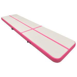 Aufblasbare Gymnastikmatte mit Pumpe 700x100x15 cm PVC Rosa