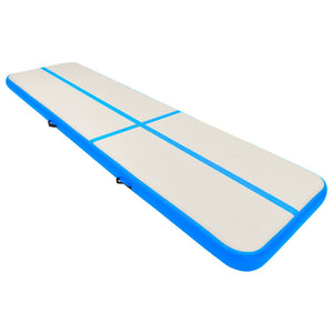 Aufblasbare Gymnastikmatte mit Pumpe 800x100x15 cm PVC Blau