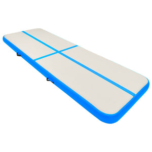 Aufblasbare Gymnastikmatte mit Pumpe 300x100x20 cm PVC Blau