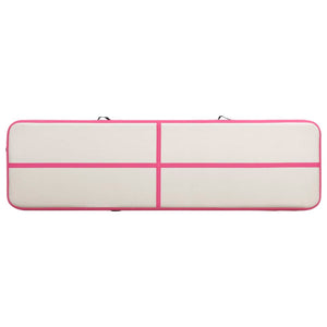 Aufblasbare Gymnastikmatte mit Pumpe 600x100x20 cm PVC Rosa Stilecasa