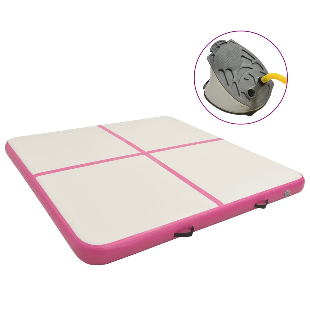 vidaXL Aufblasbare Gymnastikmatte mit Pumpe 200x200x20 cm PVC Rosa