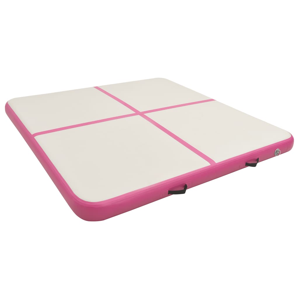 vidaXL Aufblasbare Gymnastikmatte mit Pumpe 200x200x20 cm PVC Rosa