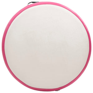 Aufblasbare Gymnastikmatte mit Pumpe 100x100x15 cm PVC Rosa