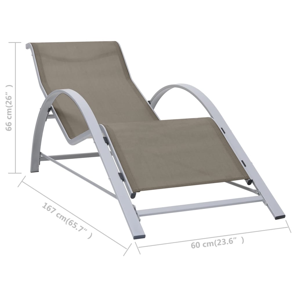 Sonnenliegen 2 Stk. mit Tisch Aluminium Taupe