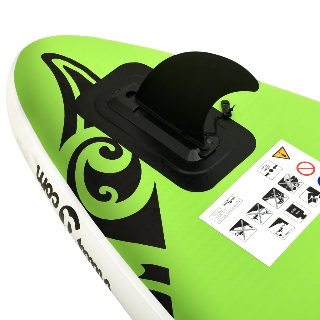 vidaXL Aufblasbares Stand Up Paddle Board Set 305x76x15 cm Grün