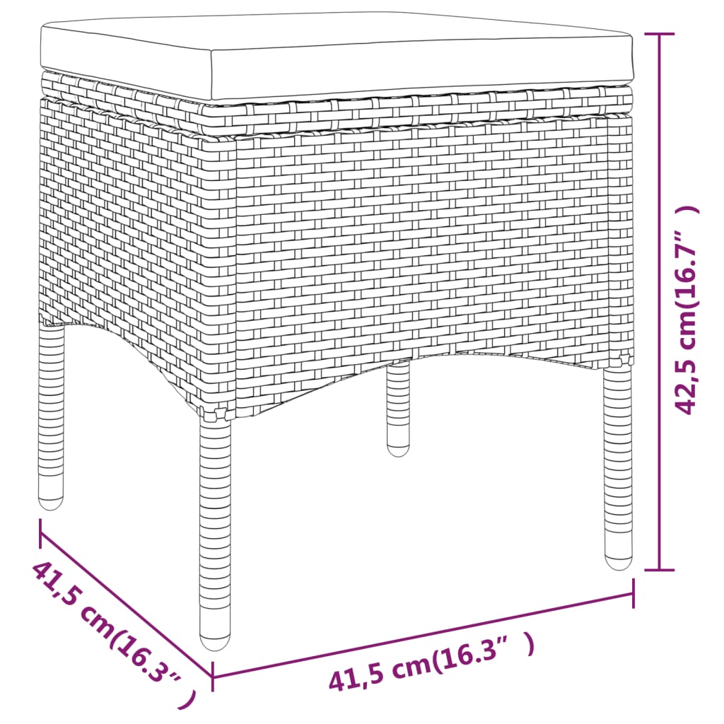 vidaXL 4-tlg. Gartenstuhl und Hocker Set Poly Rattan Grau