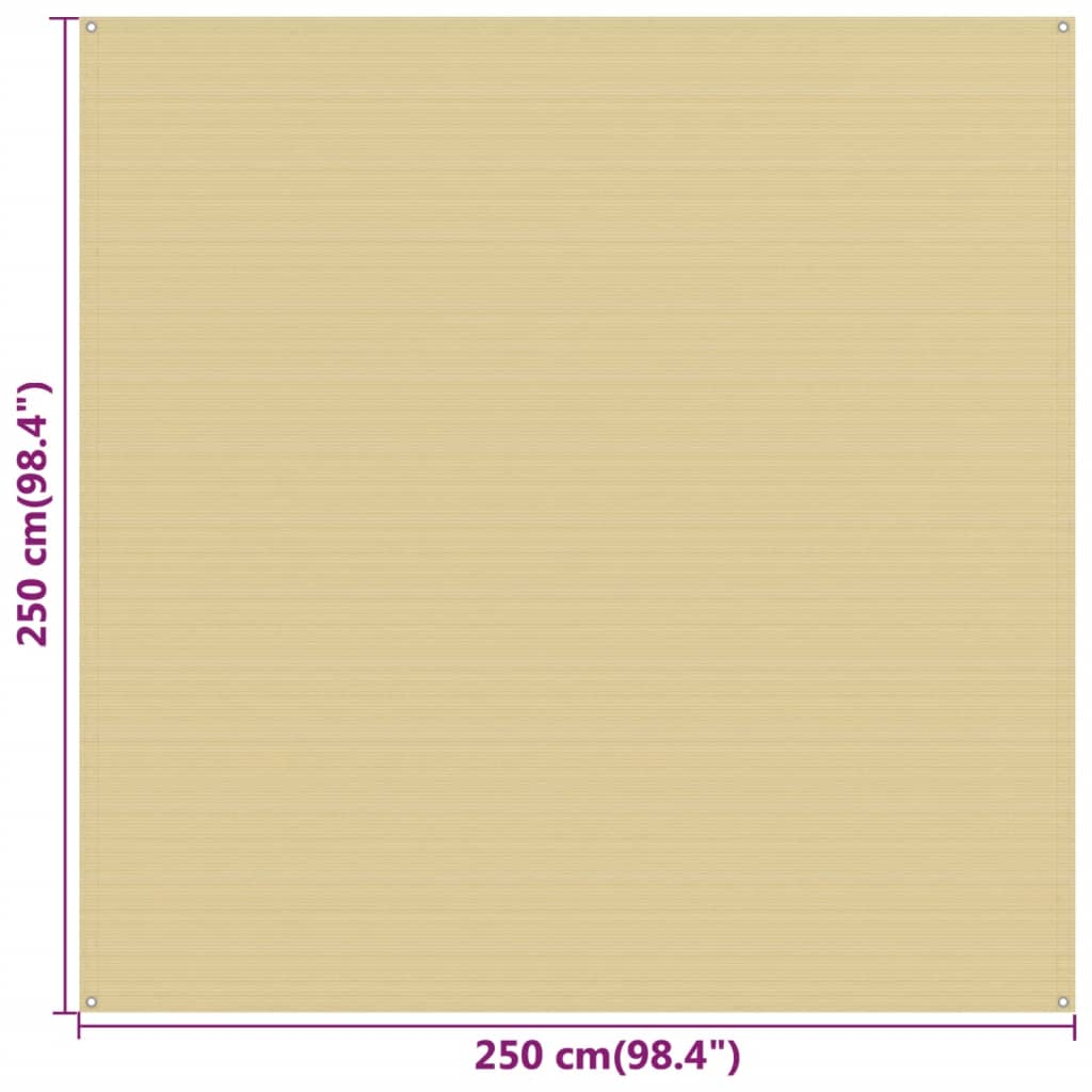 vidaXL Zeltteppich Beige 250x250 cm HDPE