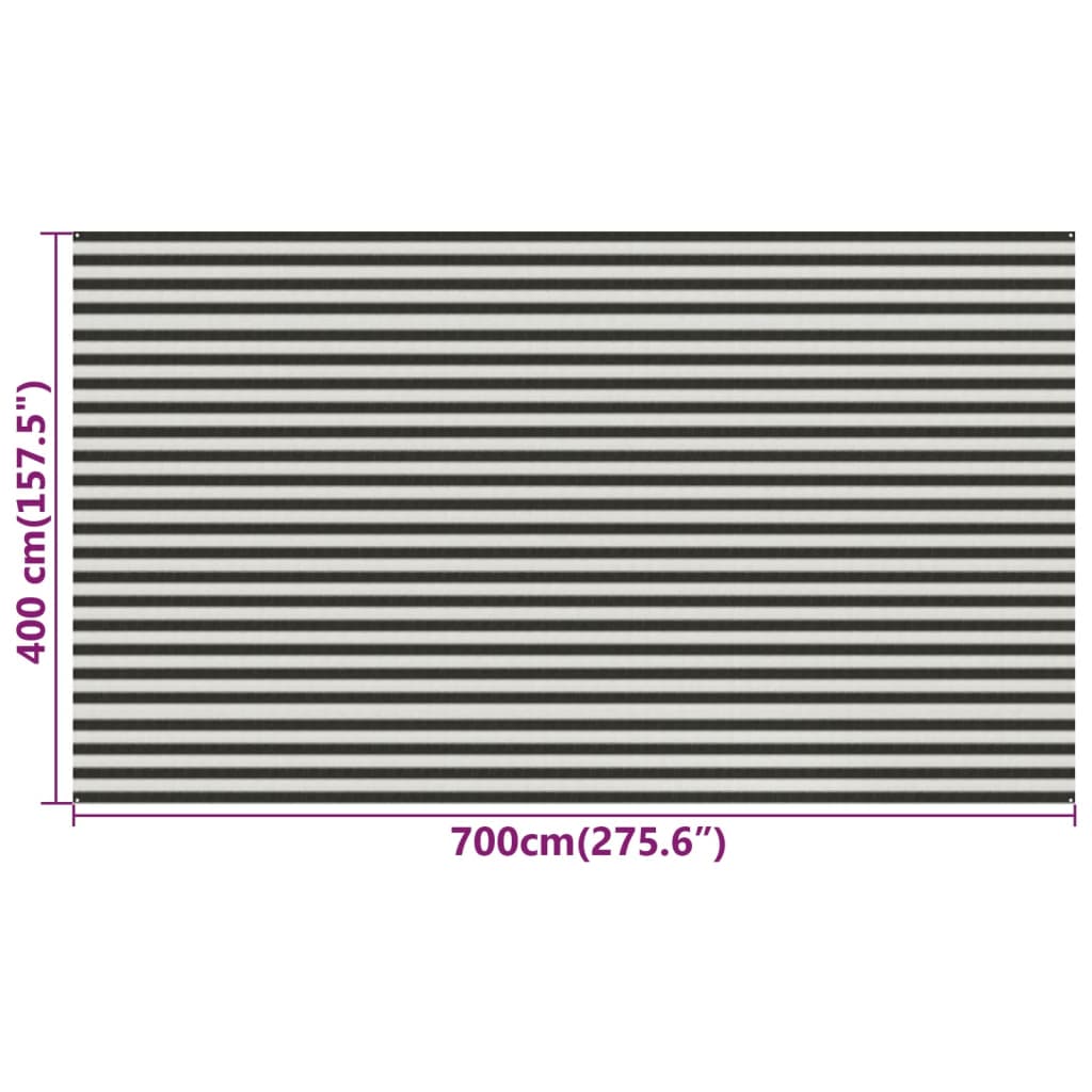 vidaXL Zeltteppich Anthrazit und Weiß 400x700 cm HDPE