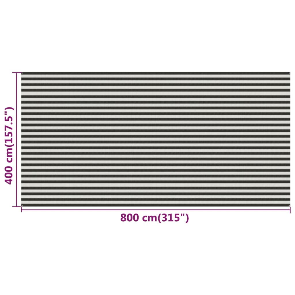 vidaXL Zeltteppich Anthrazit und Weiß 400x800 cm HDPE