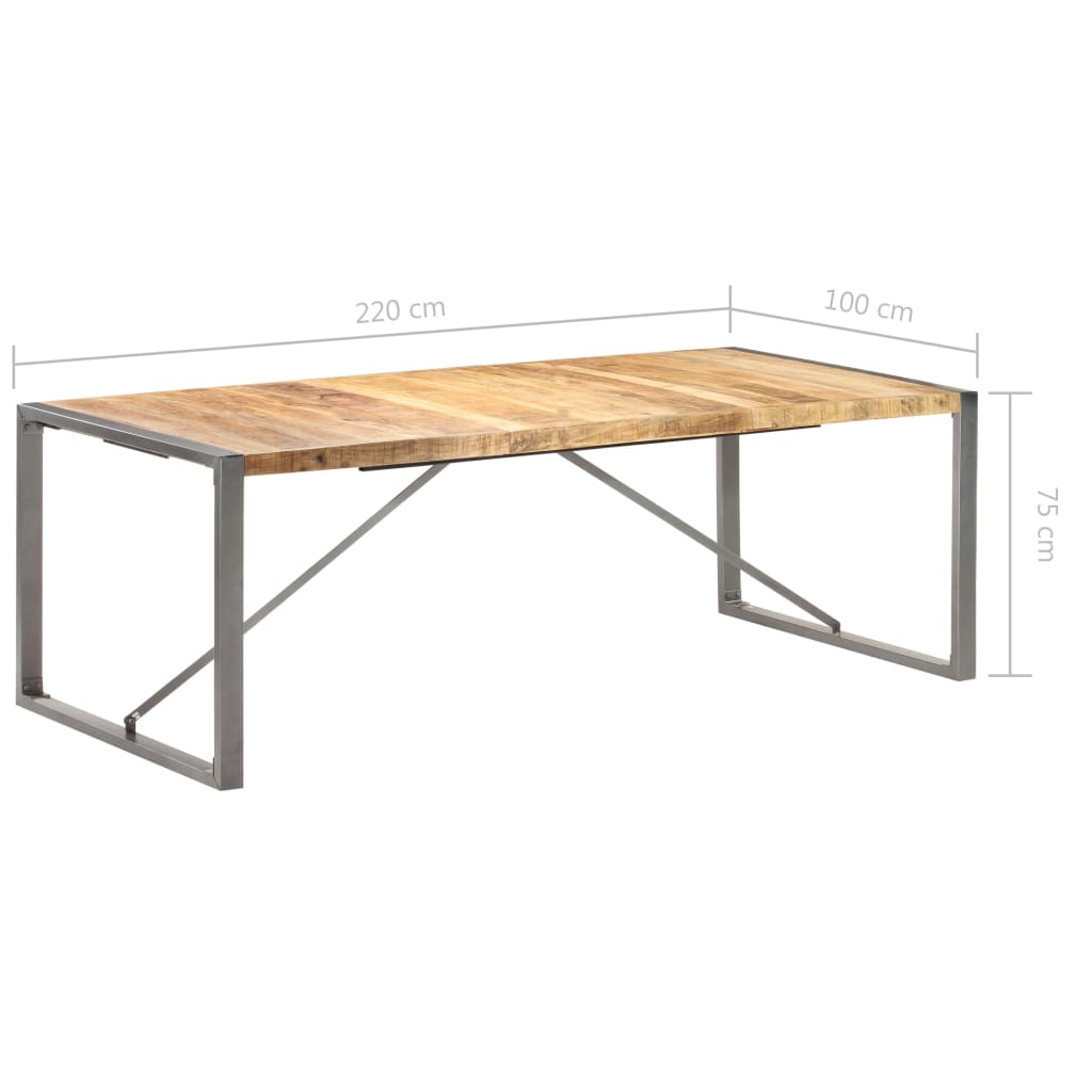 vidaXL Esstisch 220x100x75 cm Raues Mango-Massivholz