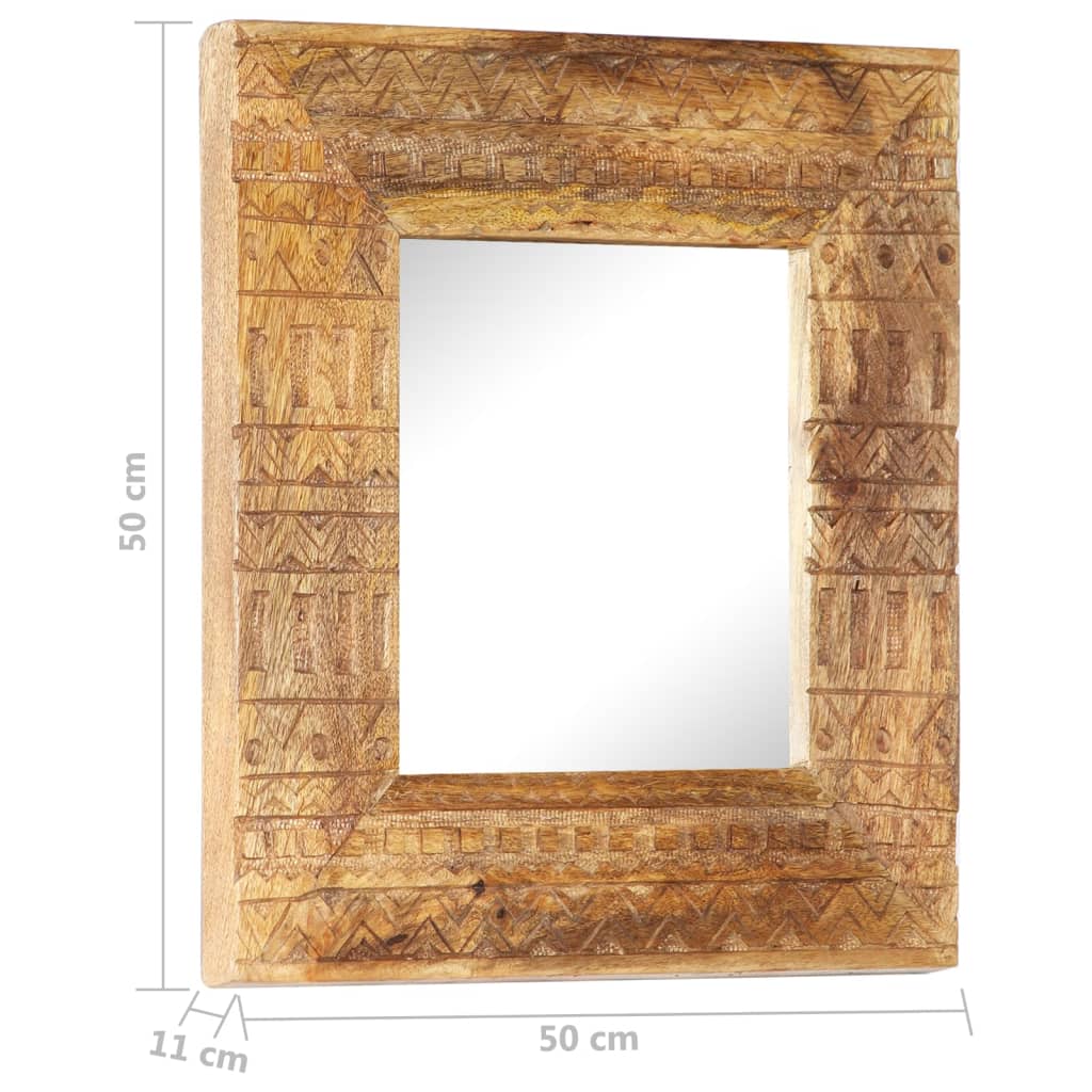 Spiegel Handgeschnitzt 50x50x11 cm Massivholz Mango Stilecasa