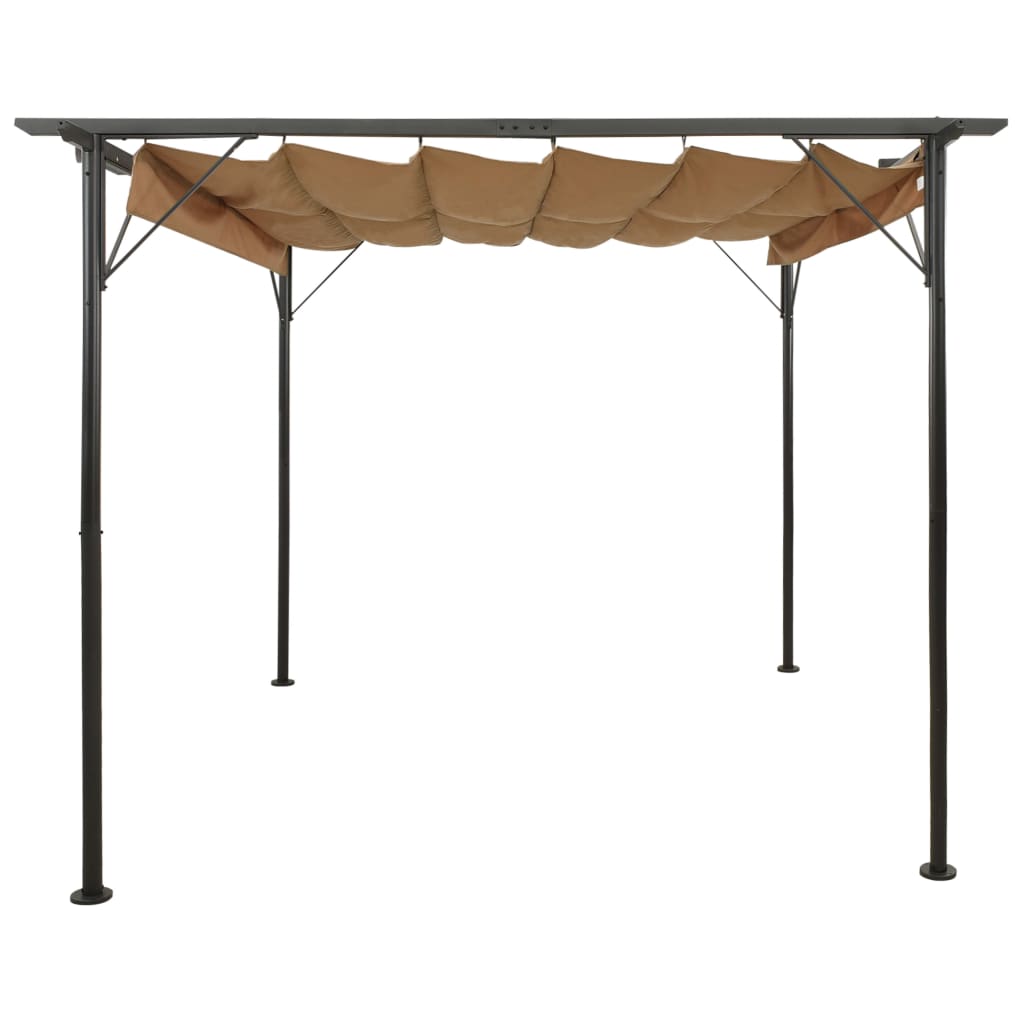 Pergola mit Ausziehbarem Dach Taupe 3x3 m Stahl 180 g/m²