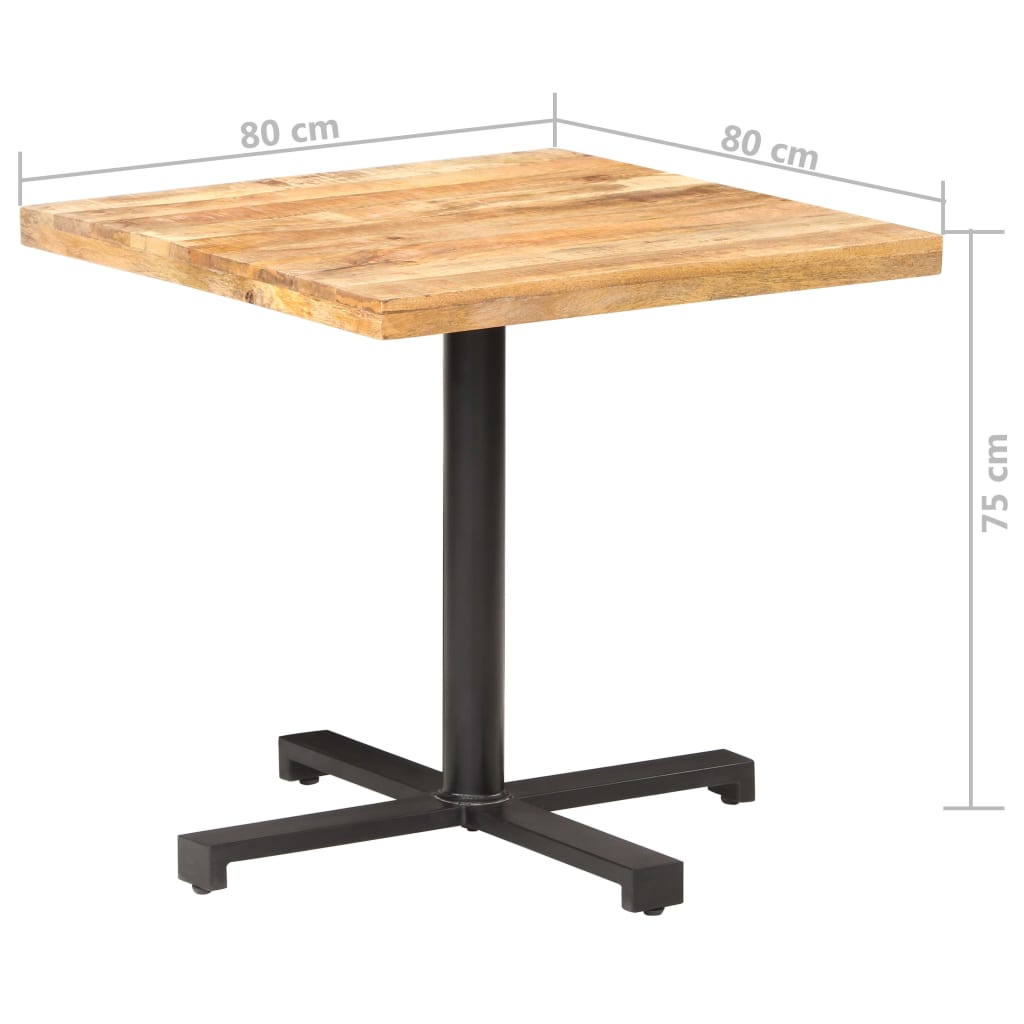 Bistrotisch Quadratisch 80x80x75 cm Raues Mangoholz