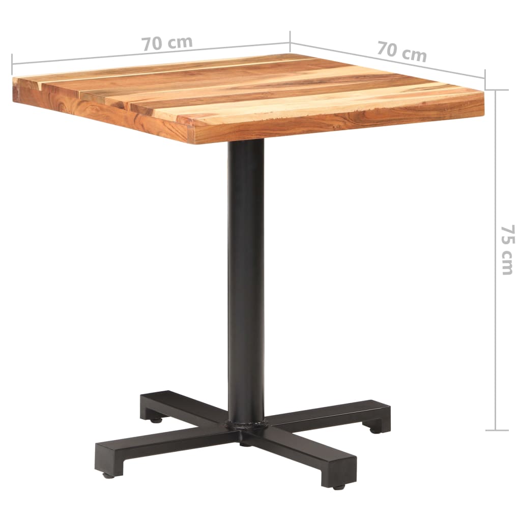 vidaXL Bistrotisch Quadratisch 70x70x75 cm Akazie Massivholz