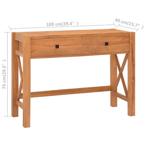 Schreibtisch mit 2 Schubladen 100x40x75 cm Teakholz Stilecasa