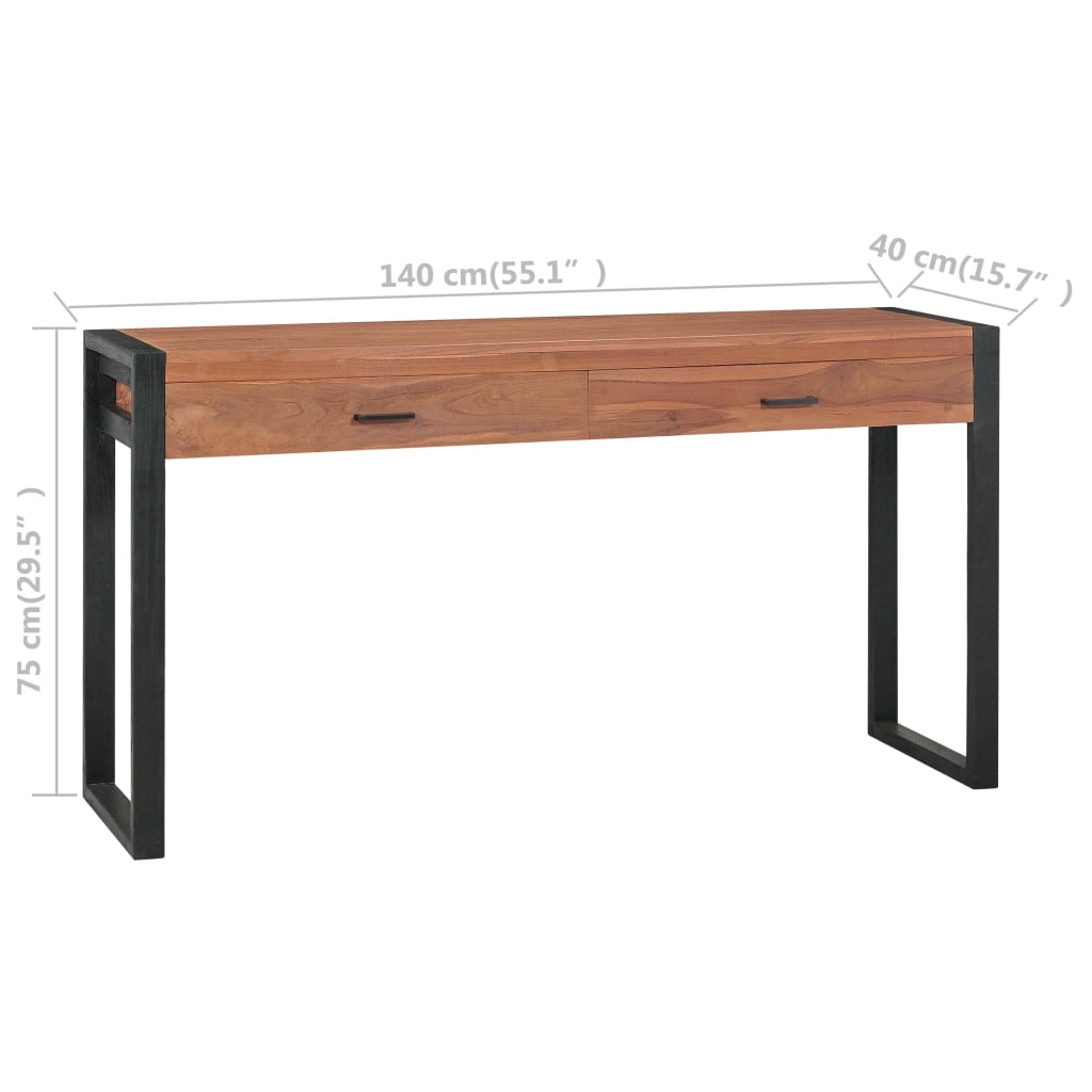 vidaXL Schreibtisch mit 2 Schubladen 140x40x75 cm Teakholz