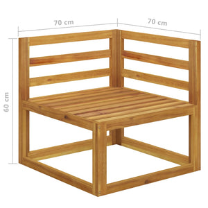 vidaXL Modular-Ecksofa mit Cremeweißen Kissen Akazie Massivholz