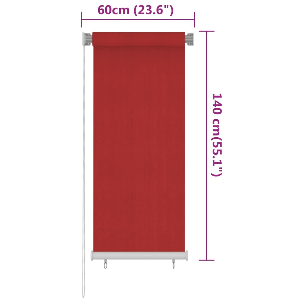 vidaXL Außenrollo 60x140 cm Rot HDPE