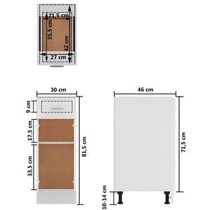 Schubunterschrank Weiß 30x46x81,5 cm Holzwerkstoff Stilecasa