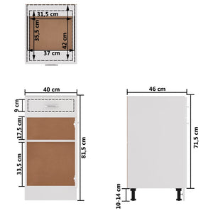 vidaXL Schubunterschrank Hochglanz-Weiß 40x46x81,5 cm Holzwerkstoff