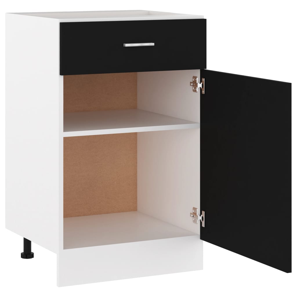 vidaXL Schubunterschrank Schwarz 50x46x81,5 cm Holzwerkstoff