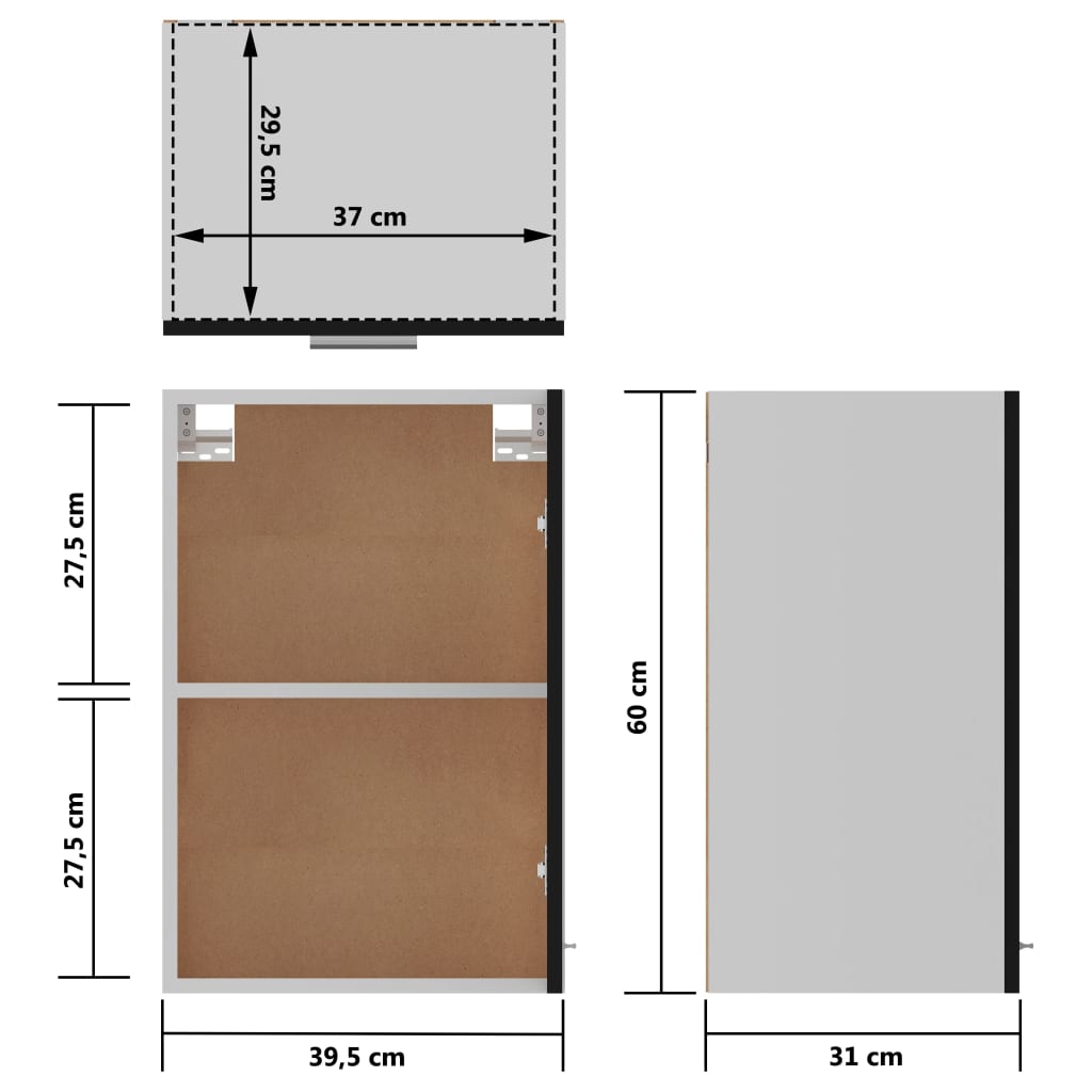 vidaXL Hängeschrank Schwarz 39,5x31x60 cm Holzwerkstoff