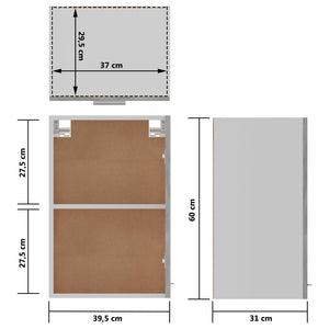 vidaXL Hängeschrank Betongrau 39,5x31x60 cm Holzwerkstoff