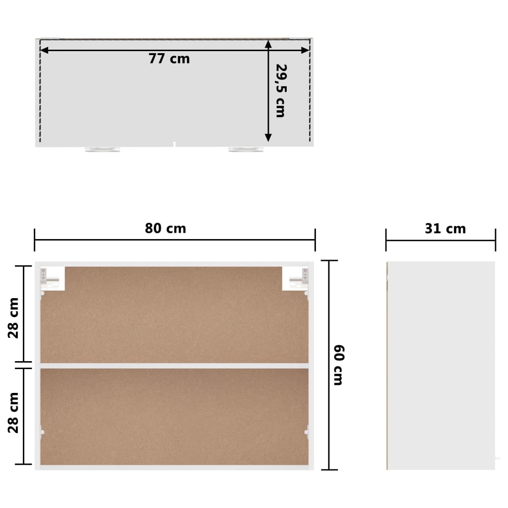 vidaXL Hängeschrank Weiß 80x31x60 cm Holzwerkstoff