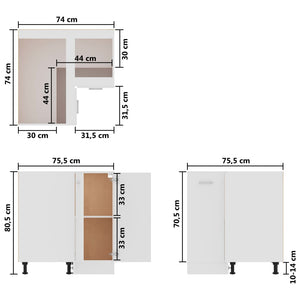 vidaXL Eckunterschrank Weiß 75,5x75,5x80,5 cm Holzwerkstoff