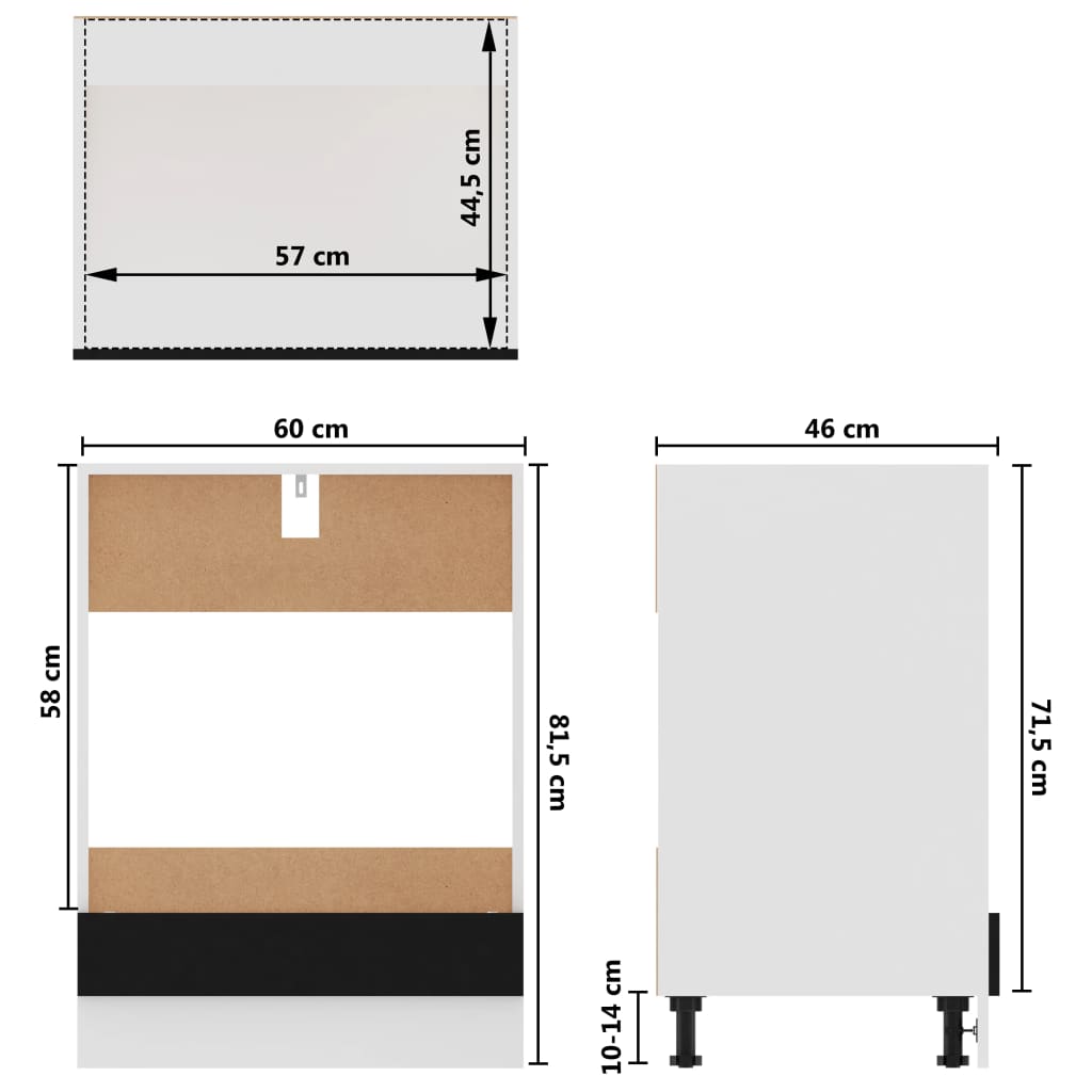 vidaXL Herdumbauschrank Schwarz 60x46x81,5 cm Holzwerkstoff